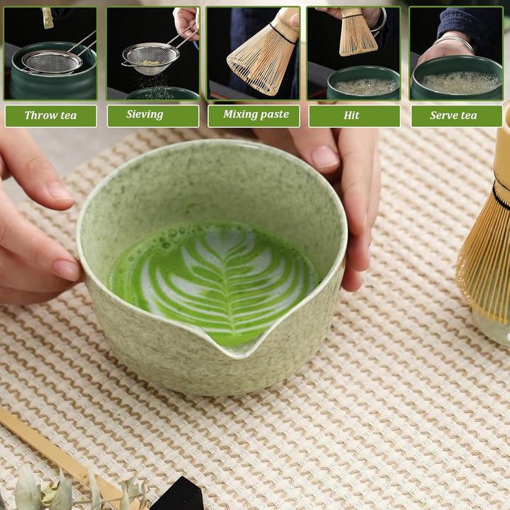 Matcha Whisk Set Ceramic Matcha Whisk wiederverwendbares Matcha -Set Elegantes Matcha -Kit enthält M