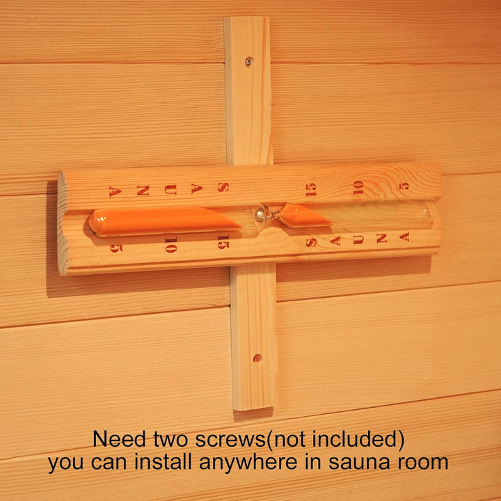 amocane Sauna-Sanduhr, 15 Minuten, Sanduhr, Sauna-Zubehör, Holz, drehbarer Timer (Hemlock-Holz) Oran