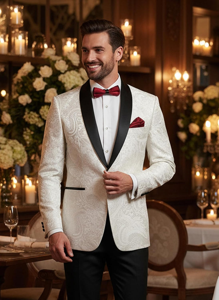 COOFANDY Smokingjacke für Herren, Blumenmuster, luxuriös, Bestickt, Hochzeit, Blazer, Kleid für Part