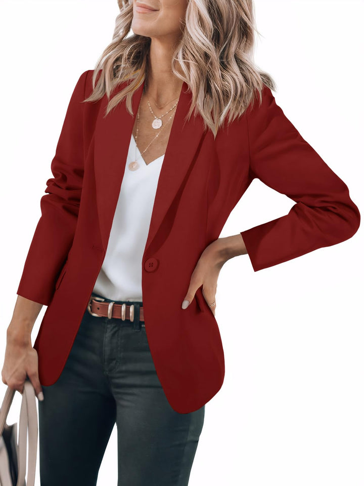 Cicy Bell Damen Langarm Casual Blazer Arbeit Büro Knopf Open Front Jacke Anzug M Burgund, M Burgund