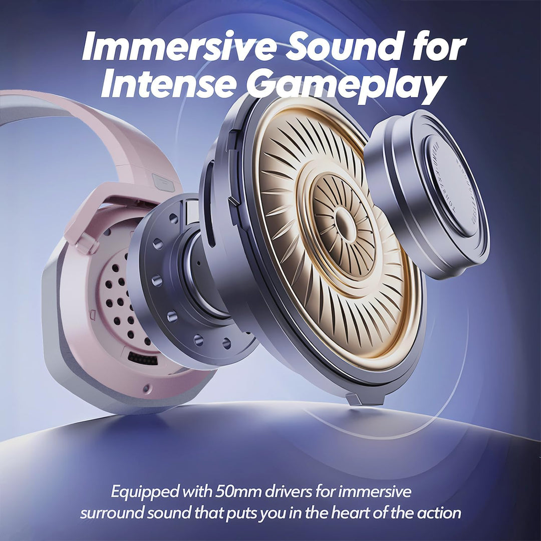 NUBWO G06 Wireless Gaming Headset für PS5, PS4, PC, Rauschunterdrückung über Ohr-Gaming-Kopfhörer mi