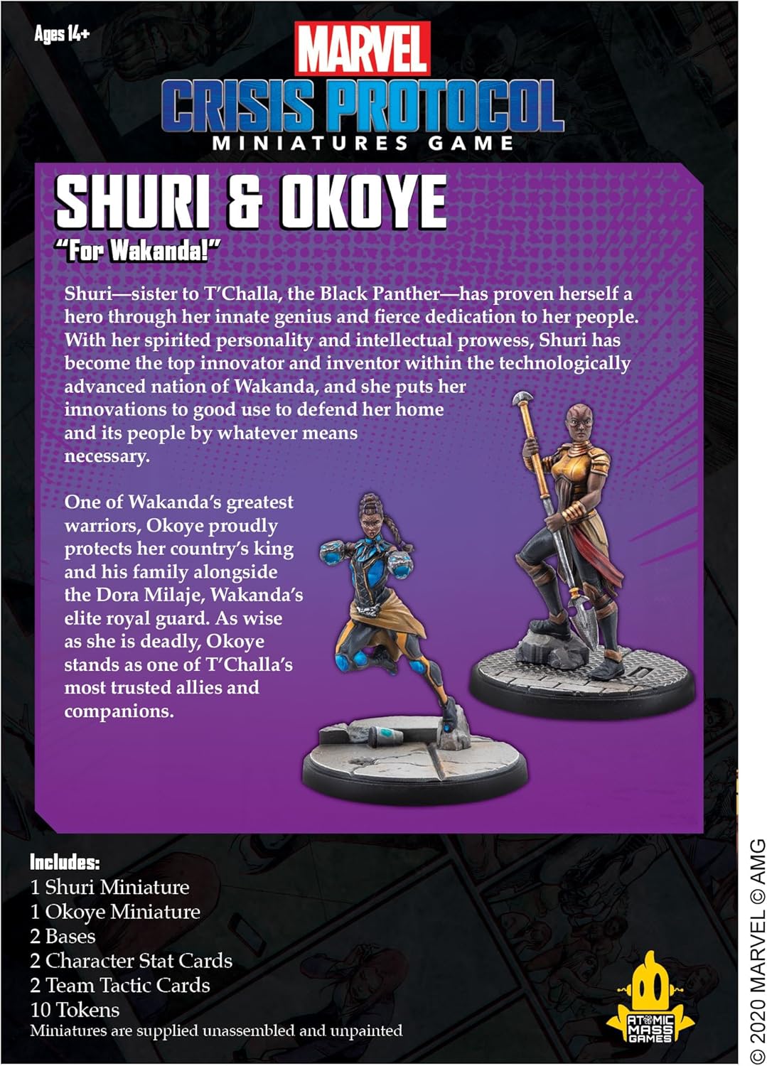 Atomic Mass Games , Marvel Crisis Protocol: Character Pack: Shuri and Okoye, Miniatures Game, Ages 1