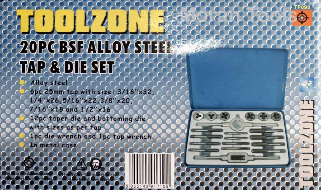 Gewindeschneidsatz gute Qualität 20 Teile BSF Legierung Stahl in Metallkoffer 3/16" - 1/2"