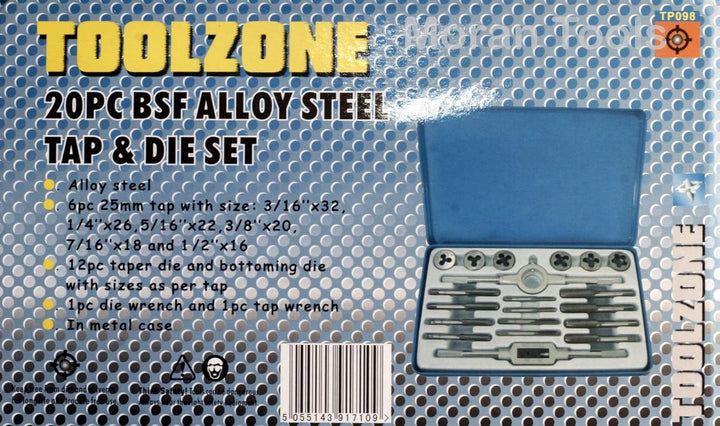 Gewindeschneidsatz gute Qualität 20 Teile BSF Legierung Stahl in Metallkoffer 3/16" - 1/2"