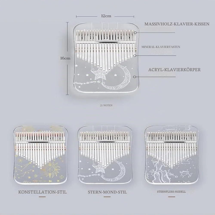Kalimba 21 Schlüssel, Crystal Fingerklaviere，Professionelle Daumenklavier Carlimba, Mbira Instrument