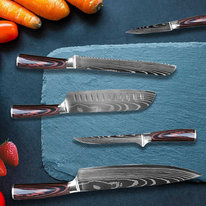 Gustrug Messerset 5-tlg Küchenmesser Set mit Ergonomischen Griff, Profi Messer Set aus Hochwertigem