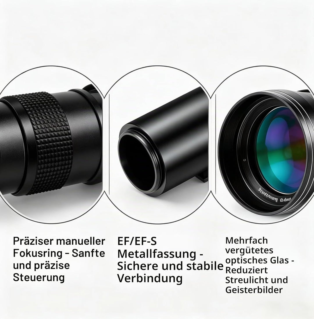 JINTU 420-800mm F8.3 Teleobjektiv EF Objektiv Manueller für Canon EOS Rebel T8i 4000D 2000D T7i T7 T