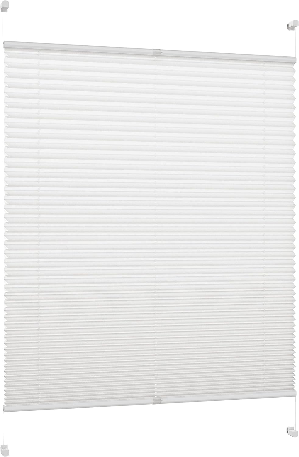 DécoProfi Plissee ohne Bohren Weiss 120cm x 130cm (max. Gesamthöhe Fensterflügel) I Verspannte Pliss