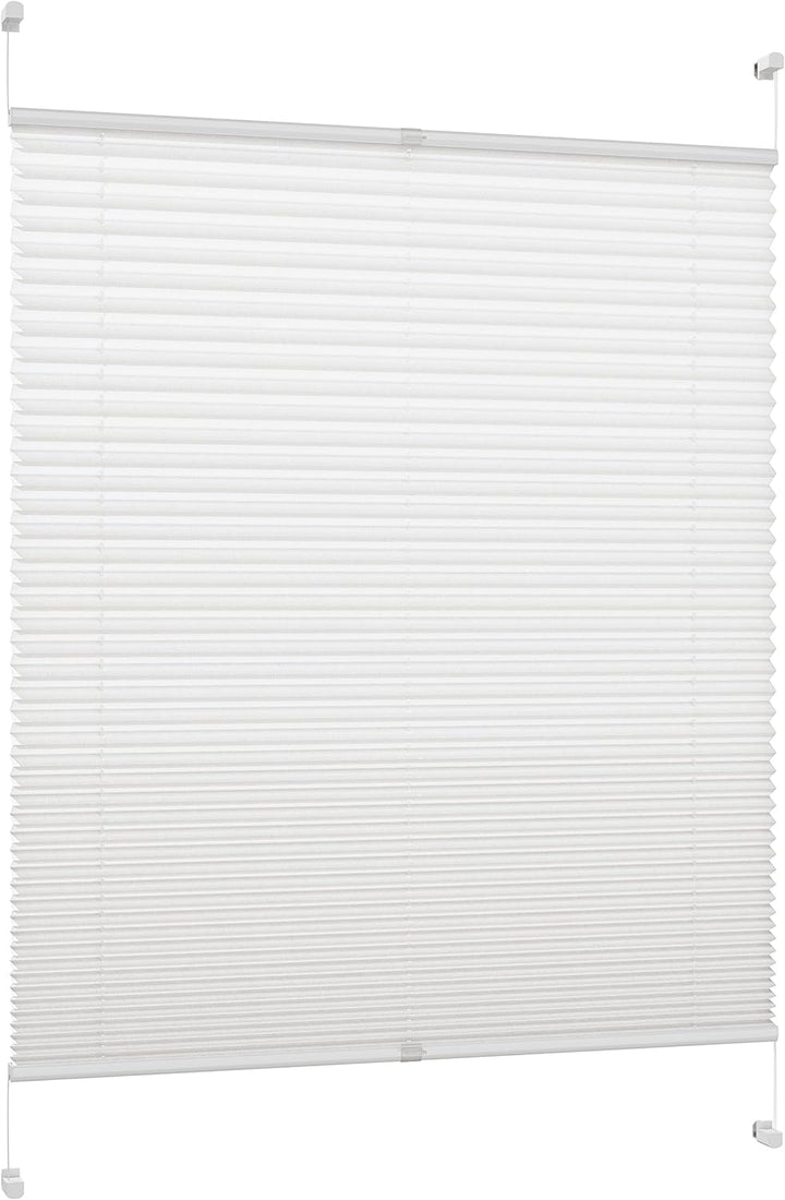 DécoProfi Plissee ohne Bohren Weiss 120cm x 130cm (max. Gesamthöhe Fensterflügel) I Verspannte Pliss
