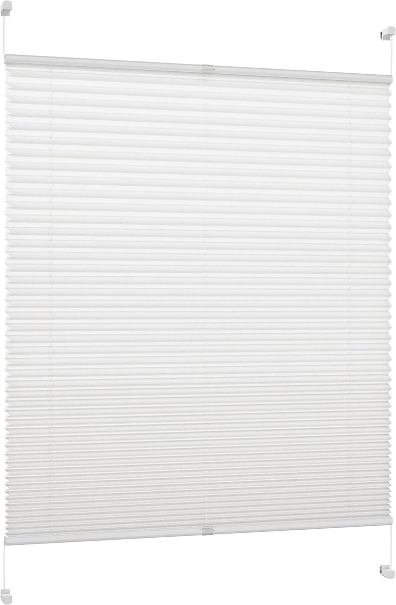DécoProfi Plissee ohne Bohren Weiss 65cm x 200cm (max. Gesamthöhe Fensterflügel) I Verspannte Plisse