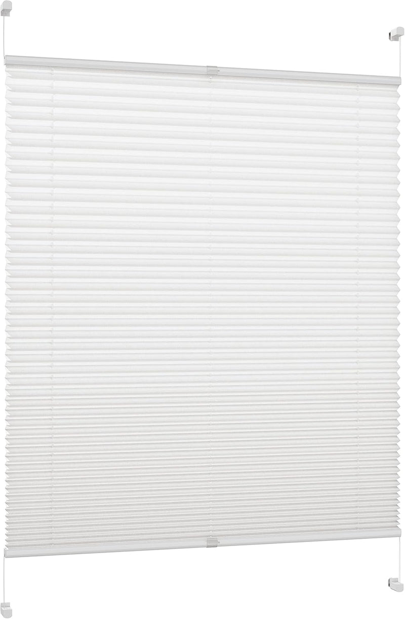 DécoProfi Plissee ohne Bohren Weiss 85cm x 220cm (max. Gesamthöhe Fensterflügel) I Verspannte Plisse