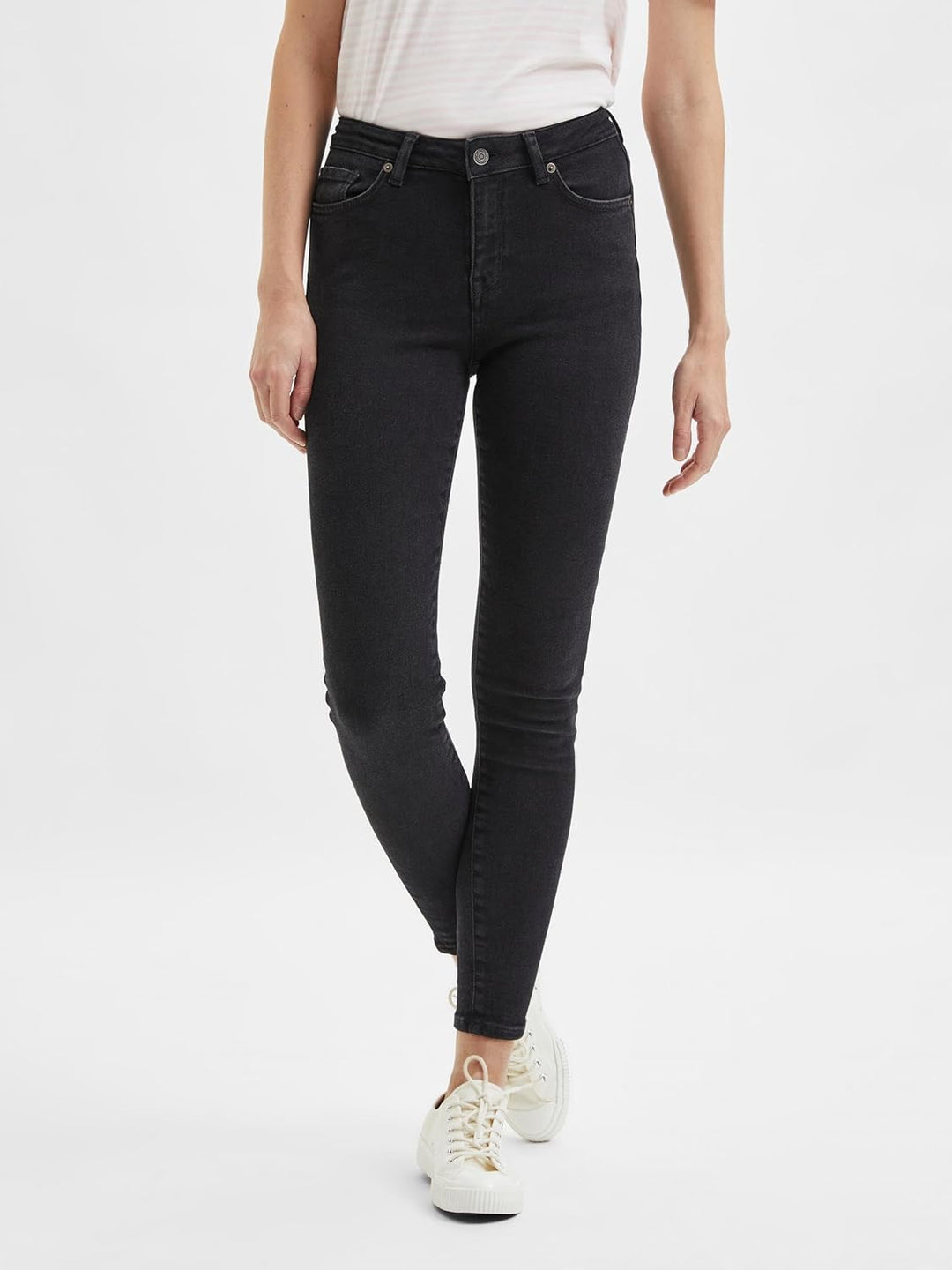 Selected Femme Damen Slfsophia Mw Skinny Black U Noos Jeans 32 Black Denim, 32 Black Denim