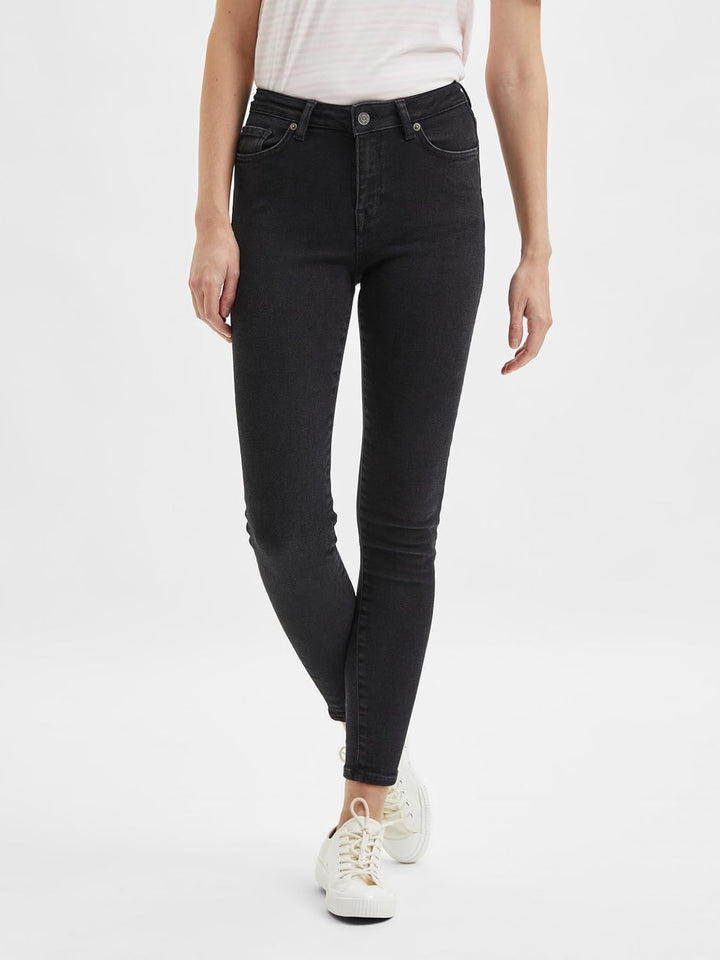 Selected Femme Damen Slfsophia Mw Skinny Black U Noos Jeans 32 Black Denim, 32 Black Denim