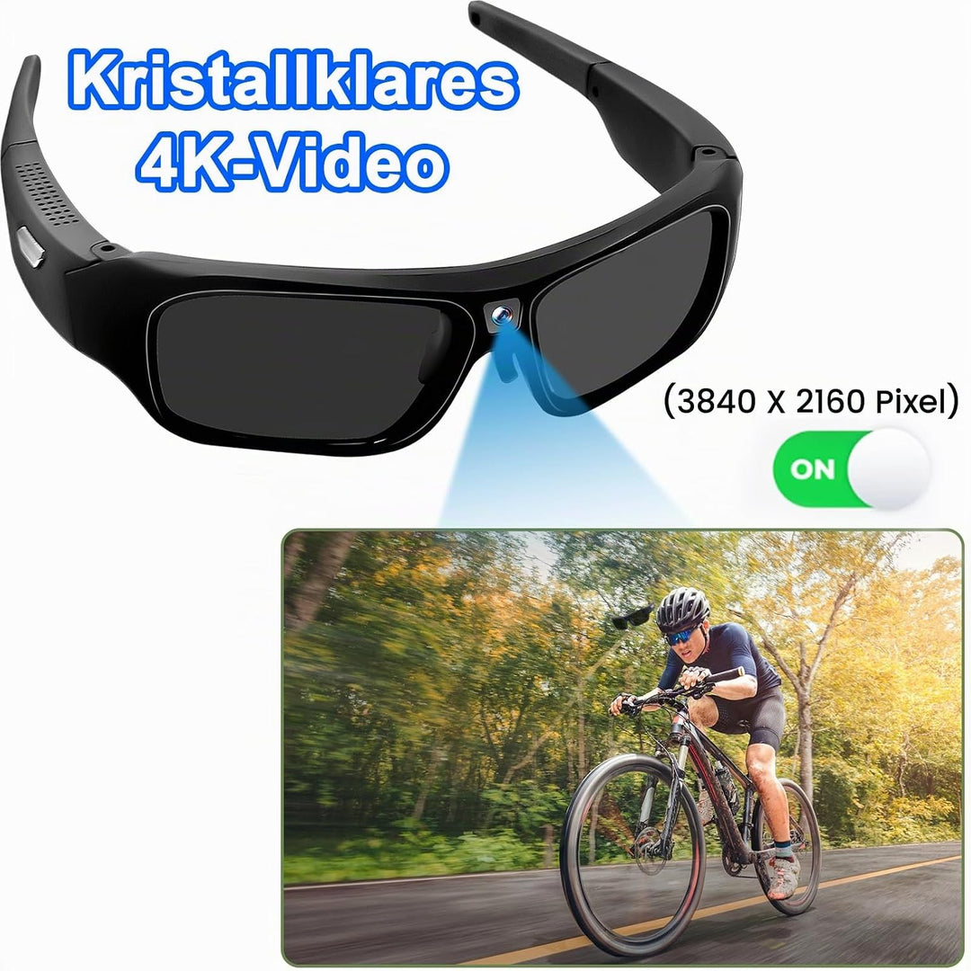 TANGMI Brille Kamera 4K, Action Cam für Motorrad Outdoor, Polarisiert 32GB | Videobrille, Sportkamer