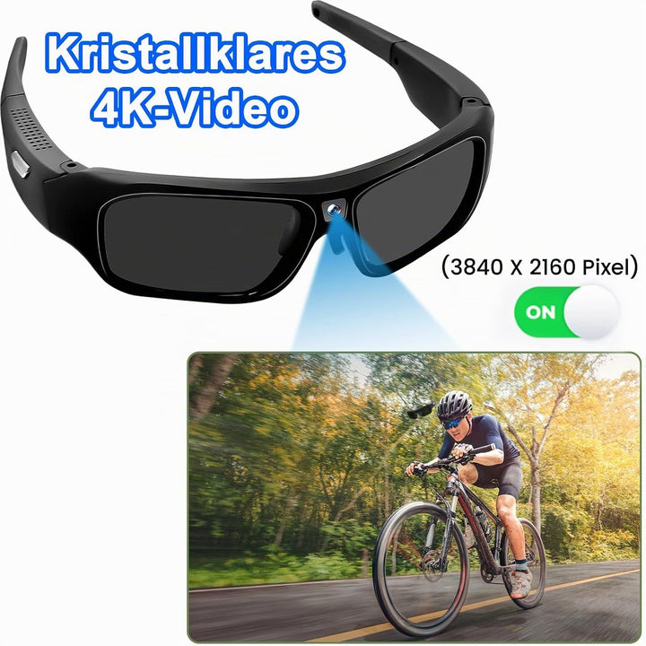 TANGMI Brille Kamera 4K, Action Cam für Motorrad Outdoor, Polarisiert 32GB | Videobrille, Sportkamer