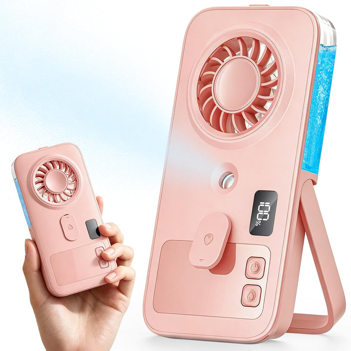 Otlonpe Handventilator Mit Wasserkühlung, 1200mAh Mini Hand Ventilator Akku Aufladbar Mit Wasser, 4