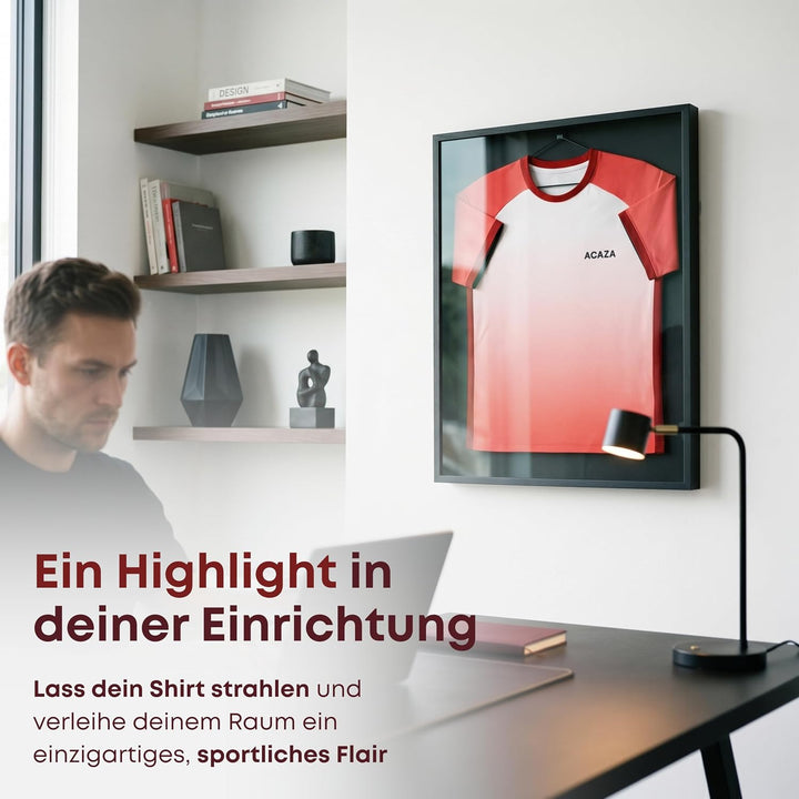 ACAZA Trikotrahmen Premium 70 x 90cm XL Gross, 3D Bilderrahmen tief zum befüllen mit Fussball-, Eish