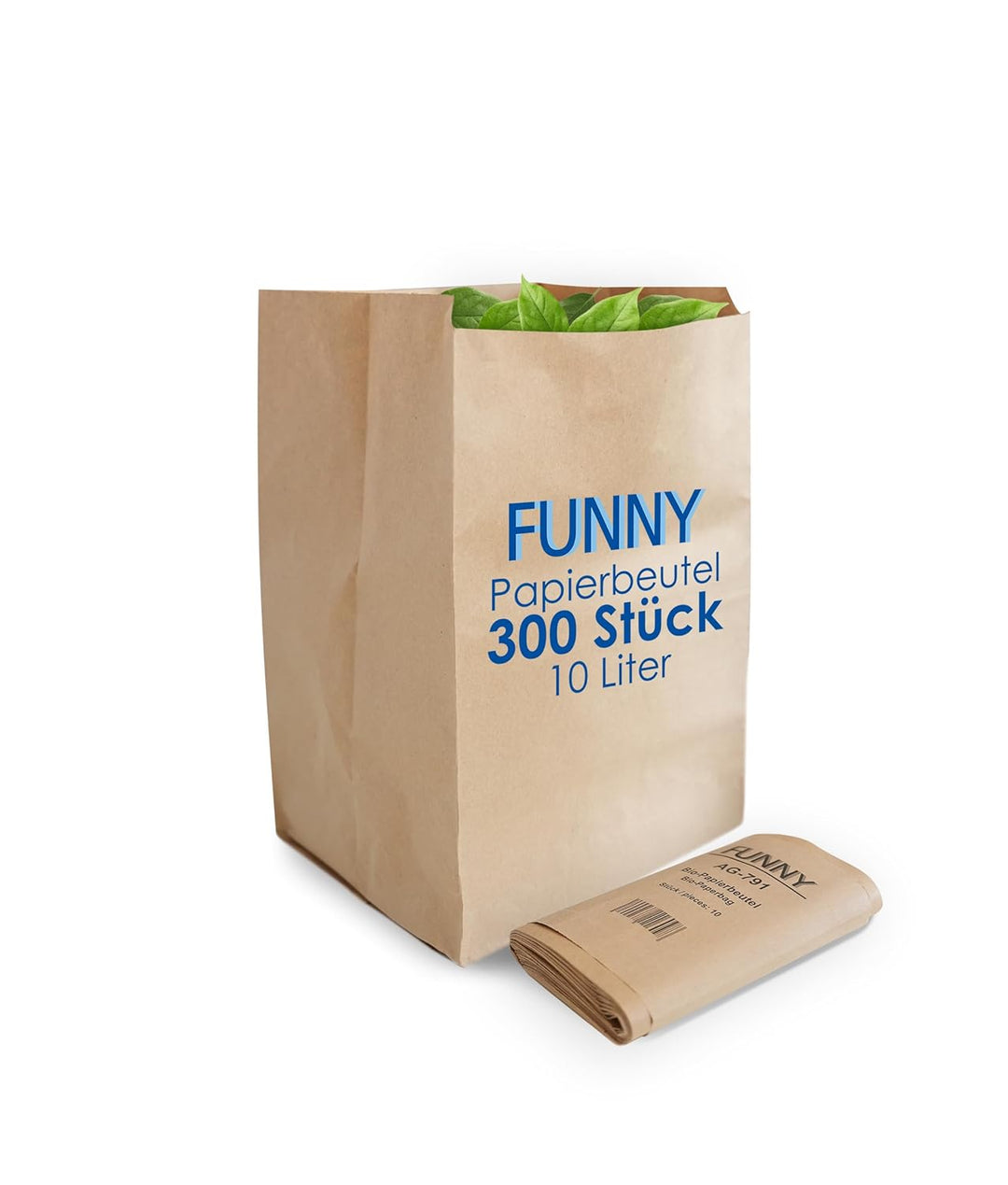 Funny Semy Bio-Papierbeutel, circa 10 l, 1er Pack (1 x 300 Stück), braun Single, Single