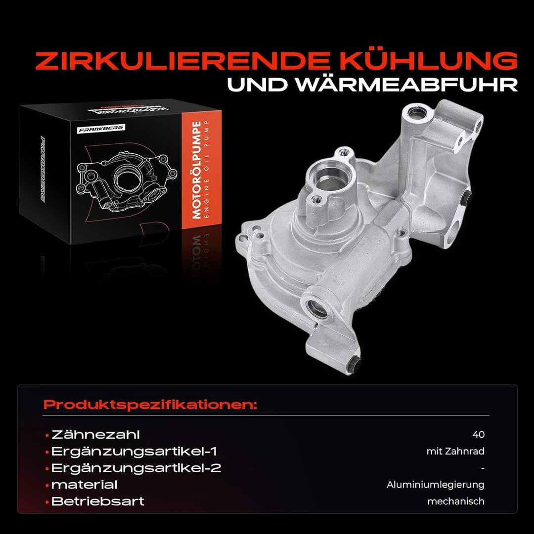 Frankberg Ölpumpe Öl Pumpe Kompatibel mit Leon 1P1 1.2L Benzin 2010-2012 Golf VI 5K1 1.2L Benzin 200