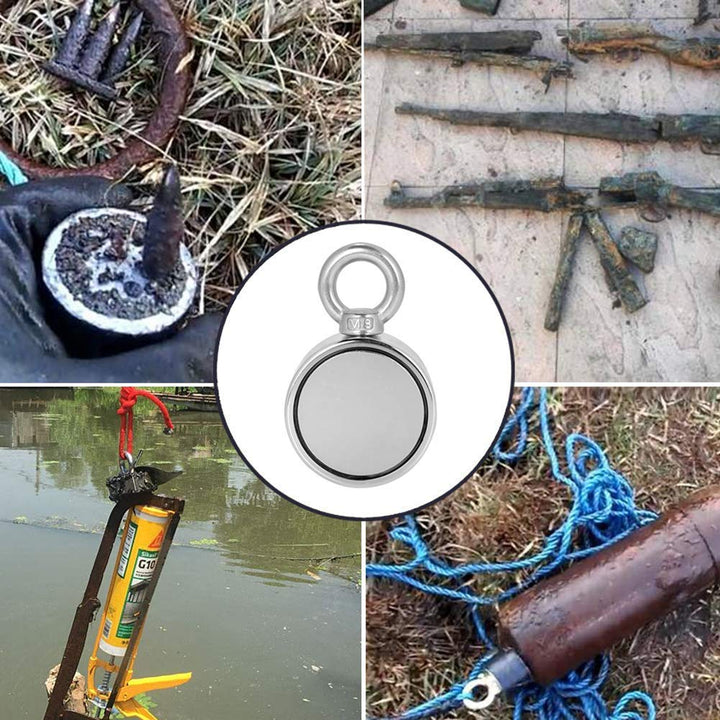 FINDMAG 1000 lbs Zugkraft Magnetfischen, Doppelseitiger Neodym Magnetangeln, Seltenerdmagnete mit 20