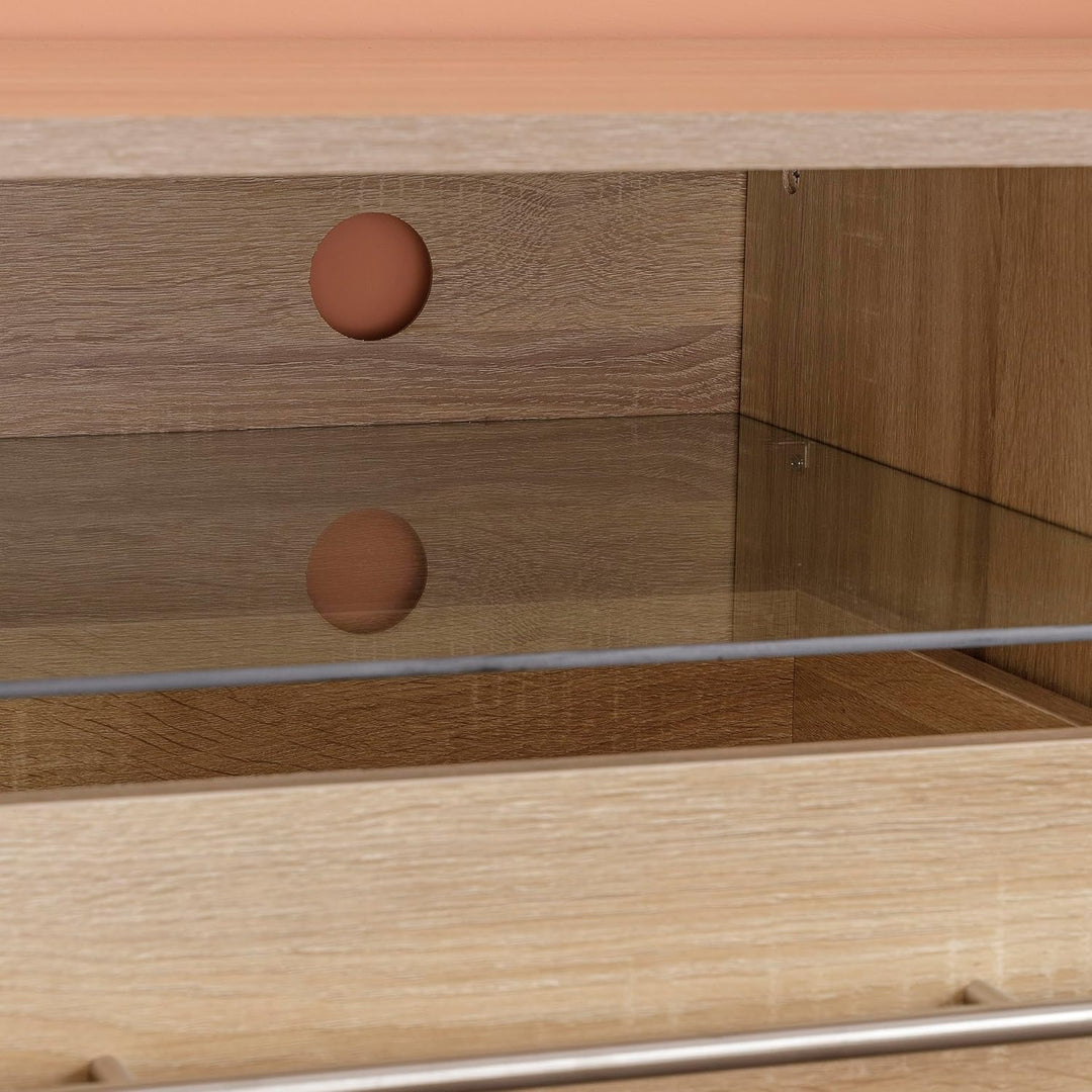 Baroni Home TV-Schrank für Wohnwand mit 2 Ablagen und 2 Schubladen, Loch für Kabeldurchführung aus M