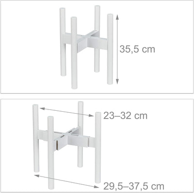 Relaxdays Blumenständer Bambus, individuell verstellbar, für Blumentöpfe bis 32 cm, Pflanzenständer,