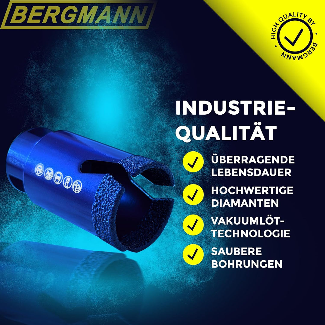 BERGMANN ® ∅ 25mm x M14 | Profi Fliesenbohrer Diamantbohrer Granitbohrer | Winkelschleifer Feinstein