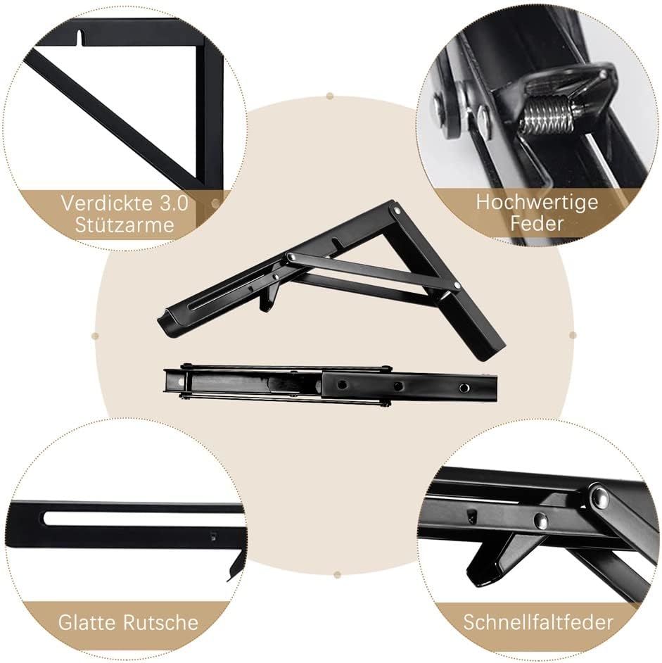 Klappkonsole 400MM, 2 Stück Klappkonsole Schwerlast, Edelstahl Klapptisch Wand, Klappregalhalterunge