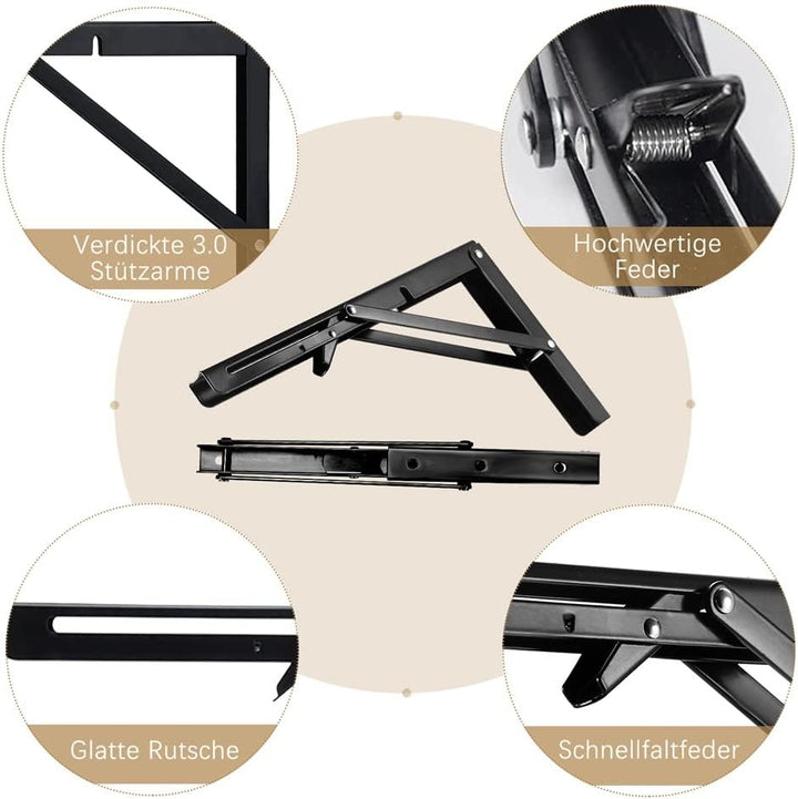 Klappkonsole 400MM, 2 Stück Klappkonsole Schwerlast, Edelstahl Klapptisch Wand, Klappregalhalterunge