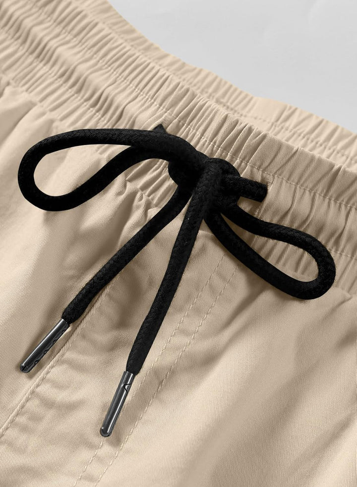 JMIERR Kurze Hosen Herren Shorts Herren Sommer Chino Baumwolle Elastische Taille mit Taschen