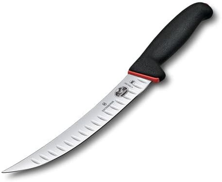 Victorinox Fibrox Dual Grip Schlachtmesser, Swiss Made, Kullenschliff, gebogene, schmale Klinge, sch