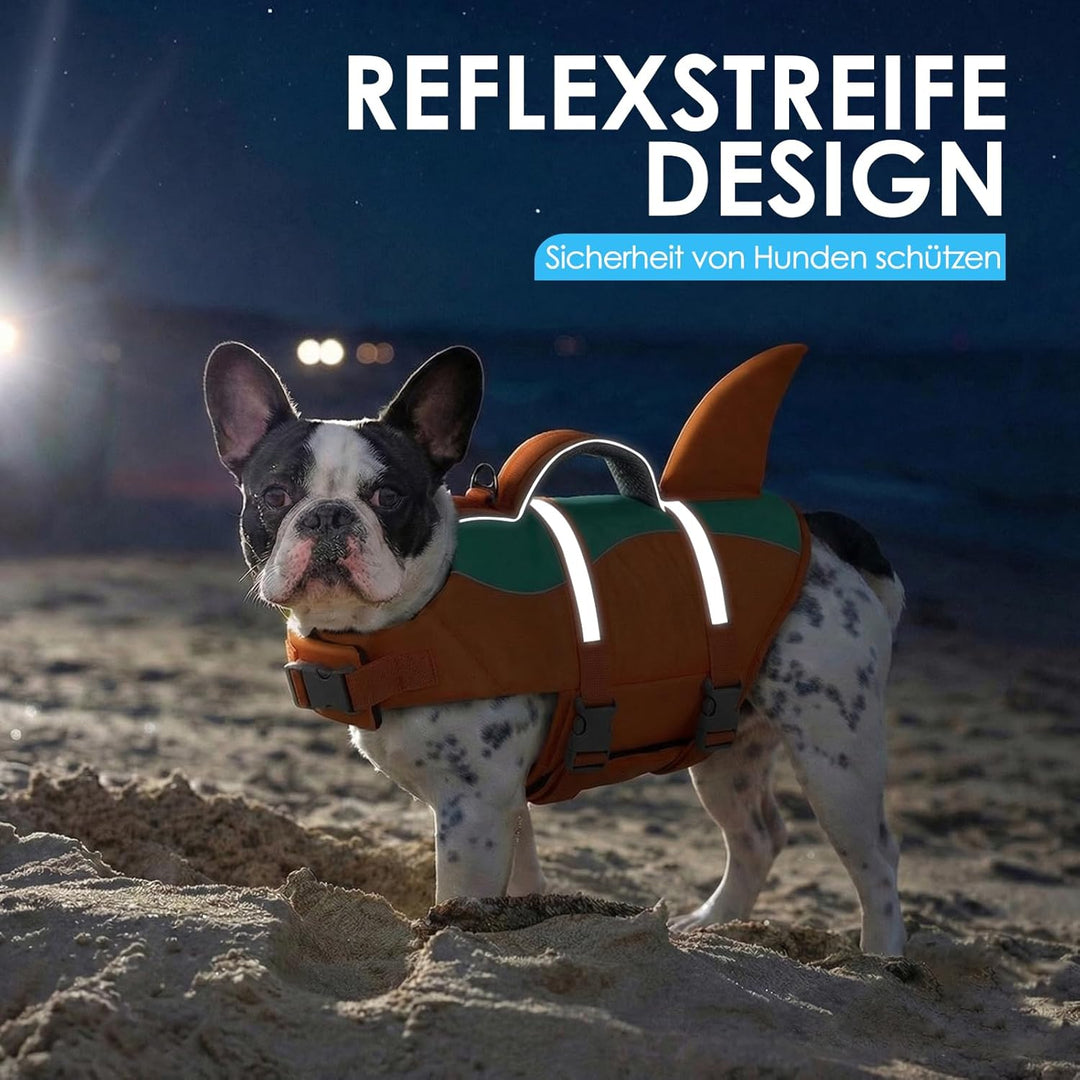 AOFITEE Schwimmweste Hund Klein, Verstellbar Hunde Schwimmweste Hai, Ripstop Hundeschwimmweste Klein