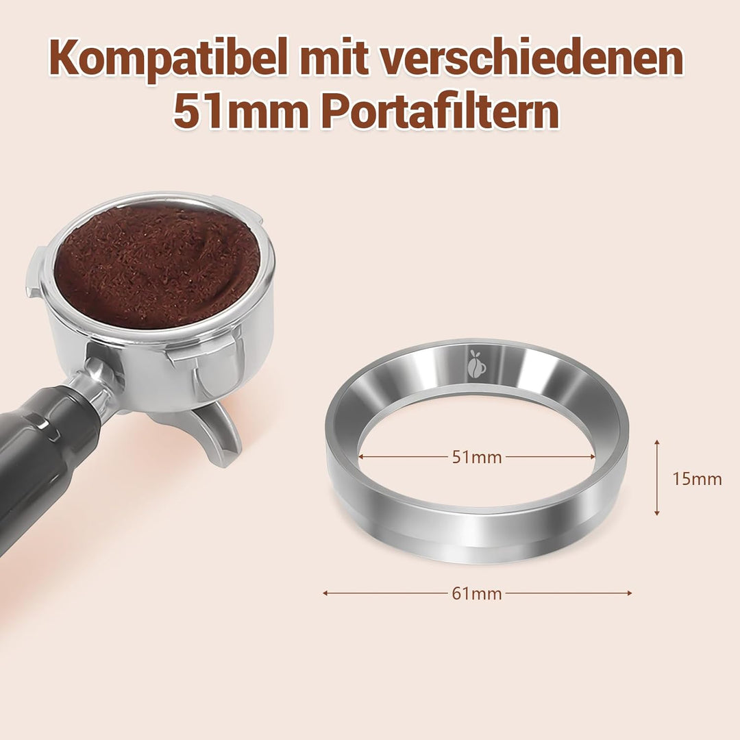 Dosierring 58mm, 304 Edelstahl Espresso Dosiertrichter, Portafilter Trichter mit magnetischen, 58mm