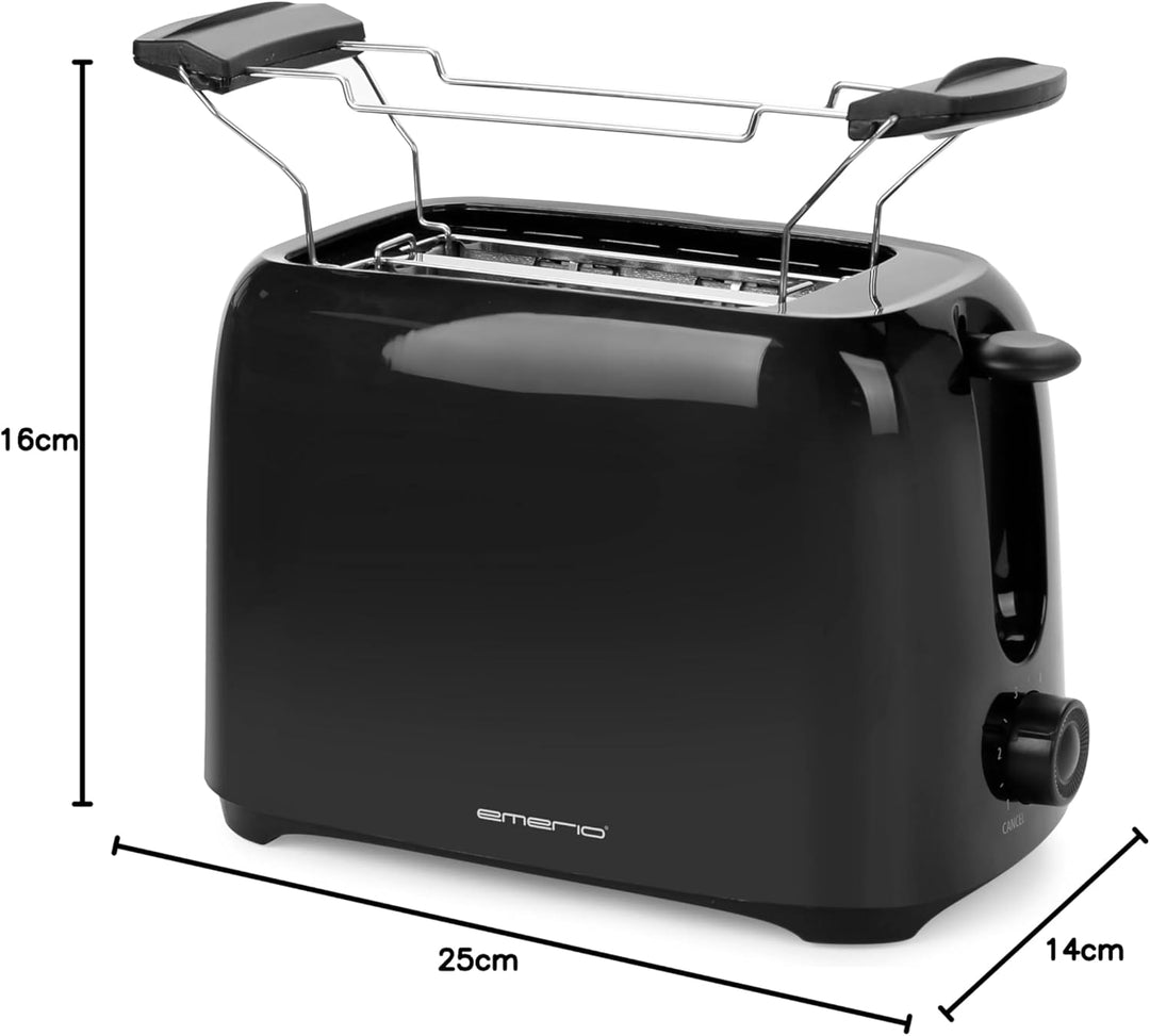 Emerio Toaster für 2 Toastscheiben mit herausnehmbarer Krümelschublade + Unterbrechungstaste + 6 ein