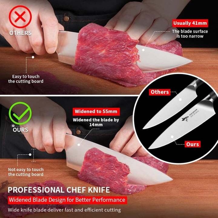 MAD SHARK Kochmesser 20 cm Küchenmesser aus rostfreiem Hochkohlensoffstahl – Profi Kochmesser mit er