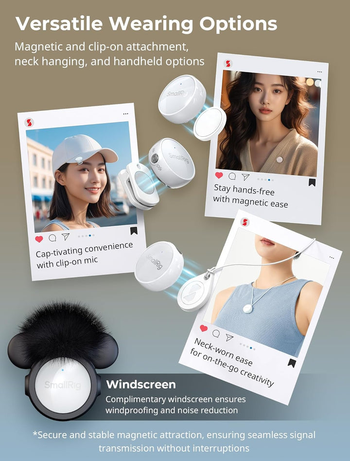 SMALLRIG S60 Kabellos Lavalier Mikrofon mit USB C Handy Mikrofon für iPhone, Android, Mini-Mikrofon