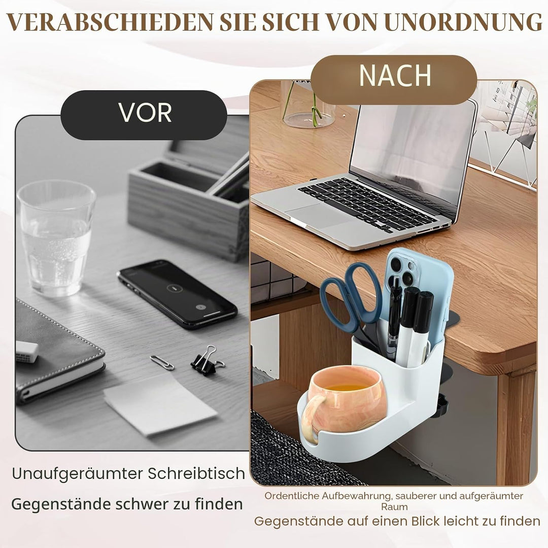 Getränkehalter Tisch, Einstellbar Becherhalter Schreibtisch, 2 in 1 getränke Halter, getränkehalter