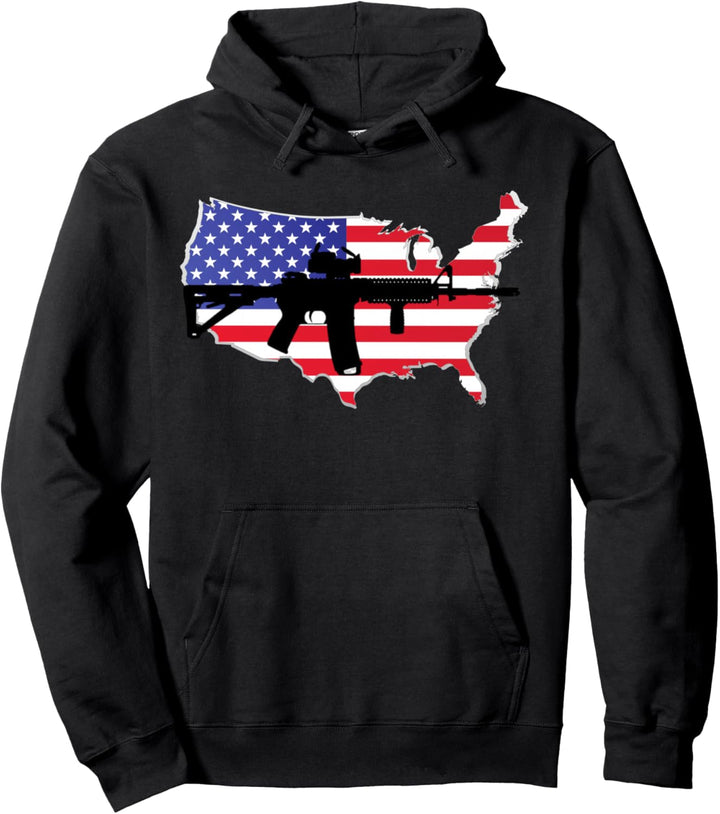 AR-15 mit amerikanischer Flagge Pullover Hoodie