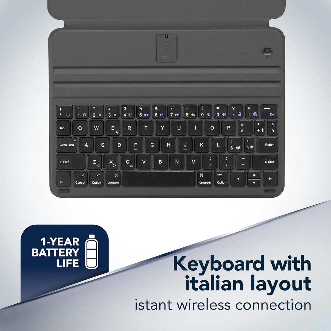 cellularline Schutzhülle Keyboard Case mit integrierter kabelloser Tastatur, italienisches QWERTY-La