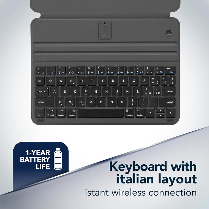 cellularline Schutzhülle Keyboard Case mit integrierter kabelloser Tastatur, italienisches QWERTY-La