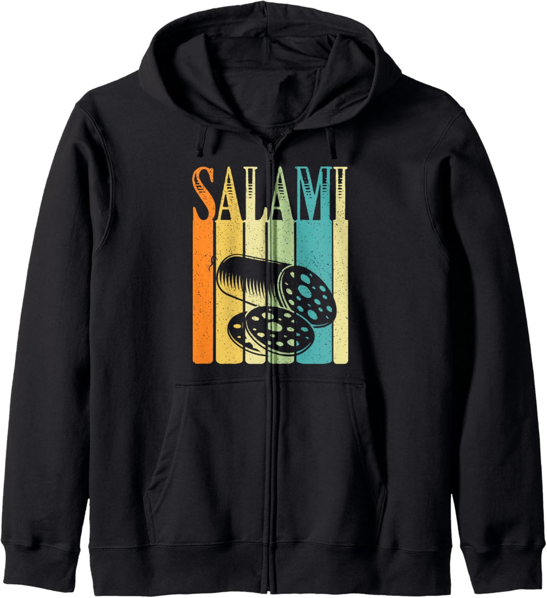 Salami-Silhouette im Vintage-Retro-Stil. Kapuzenjacke