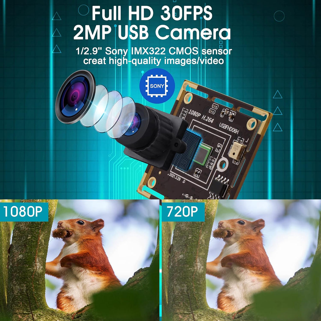 ELP 0.01Lux Kamera 1080P Webcam H.264 Low Light USB Camera Mini Kamera Modul (2.1mm Objektiv Kamera