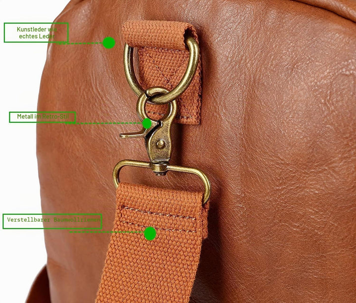 HB-21 Reisetasche, Wochenendtasche, Leder, zum Handgepäck, für Damen und Herren, braun, Braun