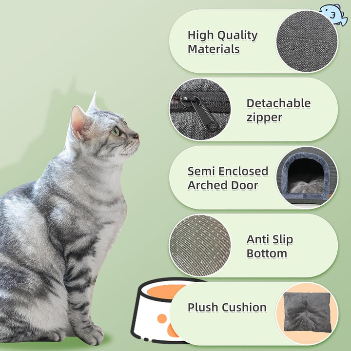 Katzenhöhle für Drinnen Katzen Höhlenbett mit Plüsch Katzenkissen Schlafhaus Haustierhaus Faltbares