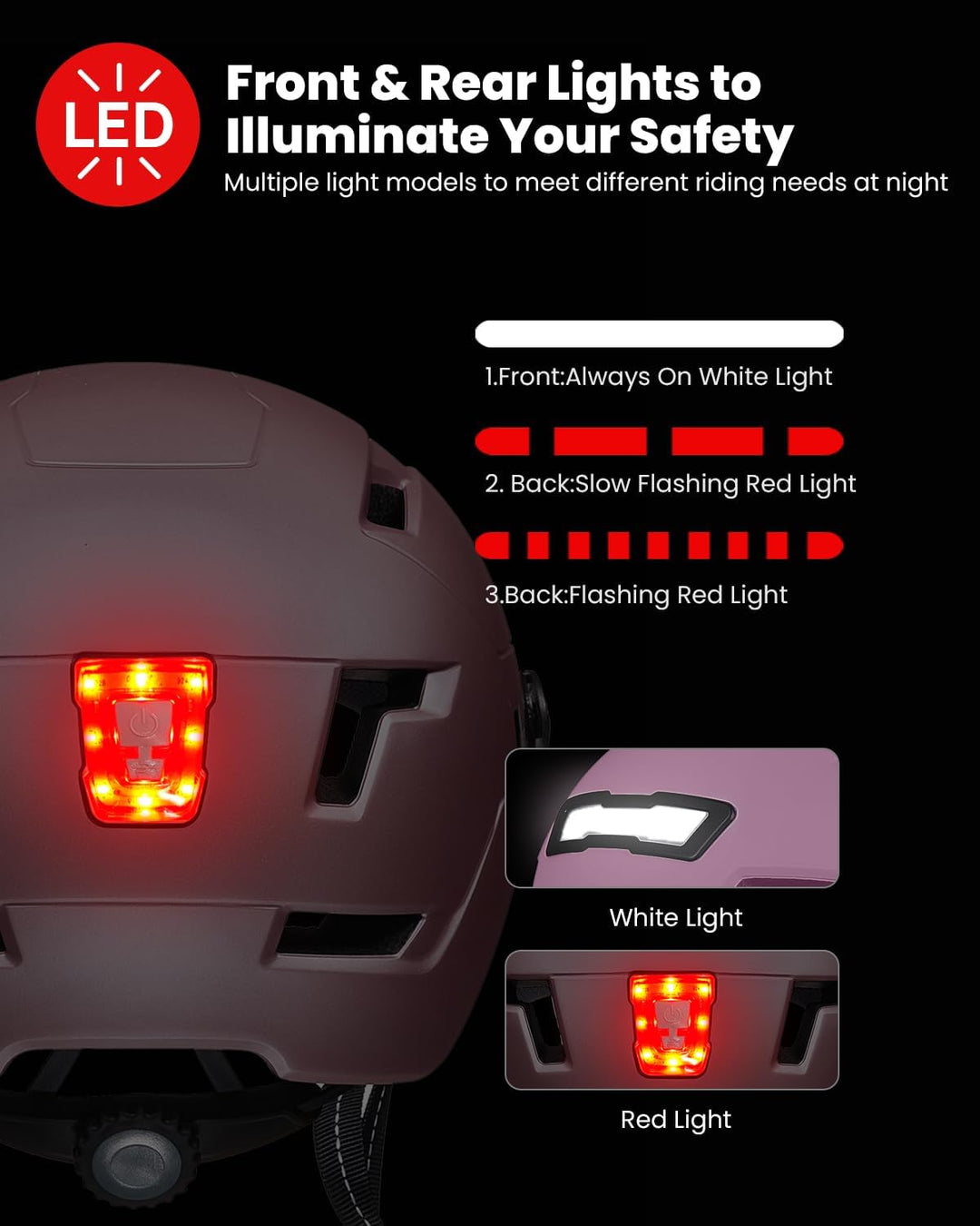 ILM Fahrradhelm mit Visier und LED Licht Mountain&Road Fahrradhelme für Damen und Herren Fahrradhelm