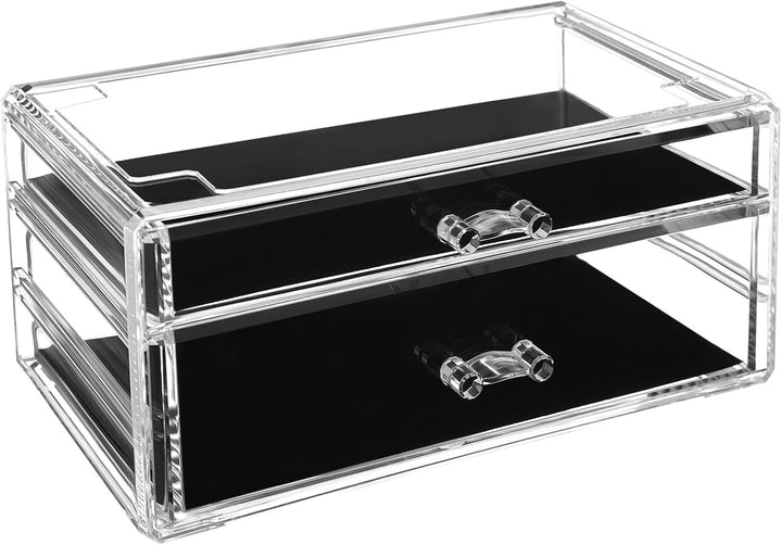 SONGMICS Make-up Organizer, 2 stapelbare Aufbewahrungsboxen für Schmuck und Kosmetik, mit 5 Schublad