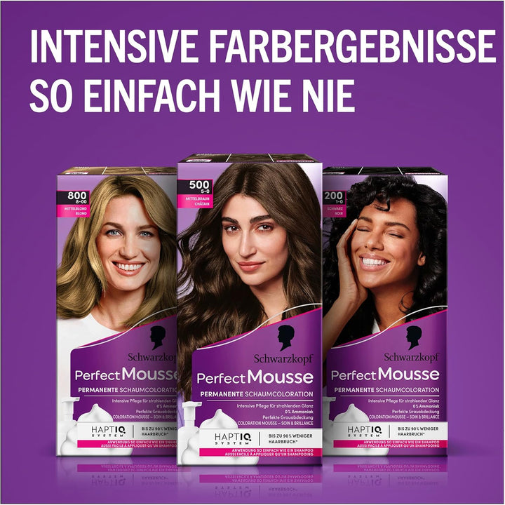 Schwarzkopf Perfect Mousse Permanente Schaumcoloration 665/6-65 Helles Schokobraun (93 ml), Haarfarb