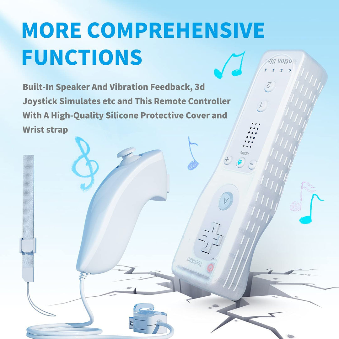 TechKen Controller für Wii mit Motion Plus und Wii Nunchuck Controller Wii Fernbedienung Nunchuk Kon