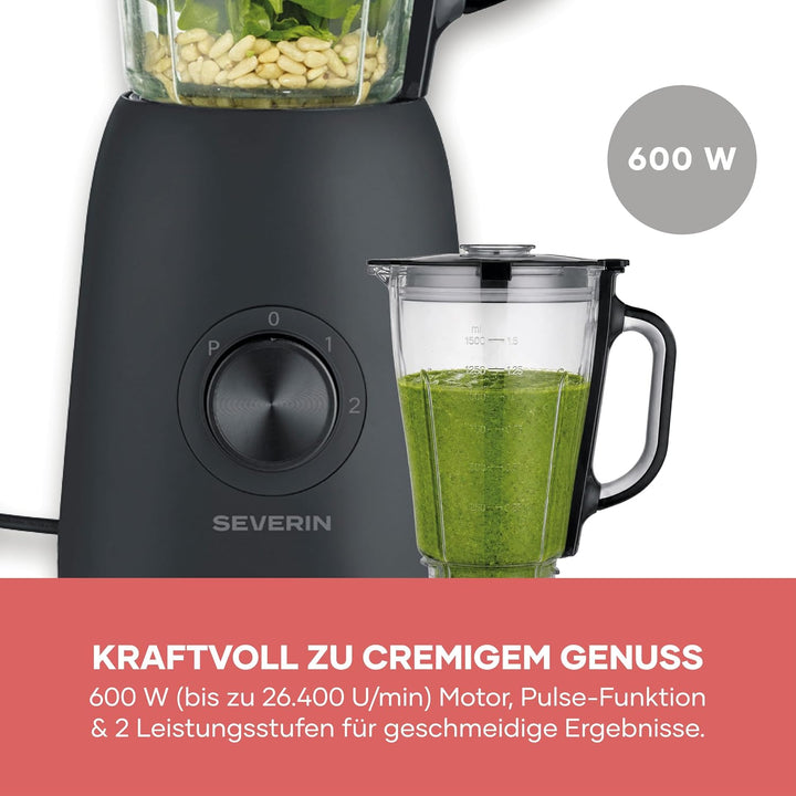 Severin Standmixer, Smoothie Maker, Blender elektrisch, 1,5L, 2 Stufen, Impulsfunktion, spülmaschine