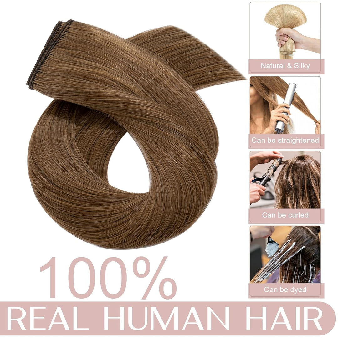 SEGO Haarteil Clip in Extensions Echthaar DICKER 1 Tresse 5 Clips Dicker Dichter Haarverlängerung 10